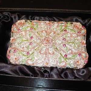 Metallic & Jeweled Bag with chain and storage box